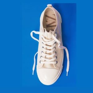 Zara women canvas athletic sneakers off white size 37/6.5